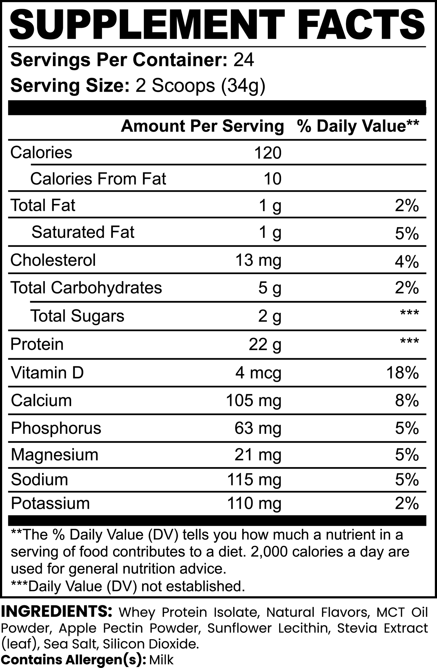 Whey Protein Isolate (Vanilla) 22g Protein Per Serv